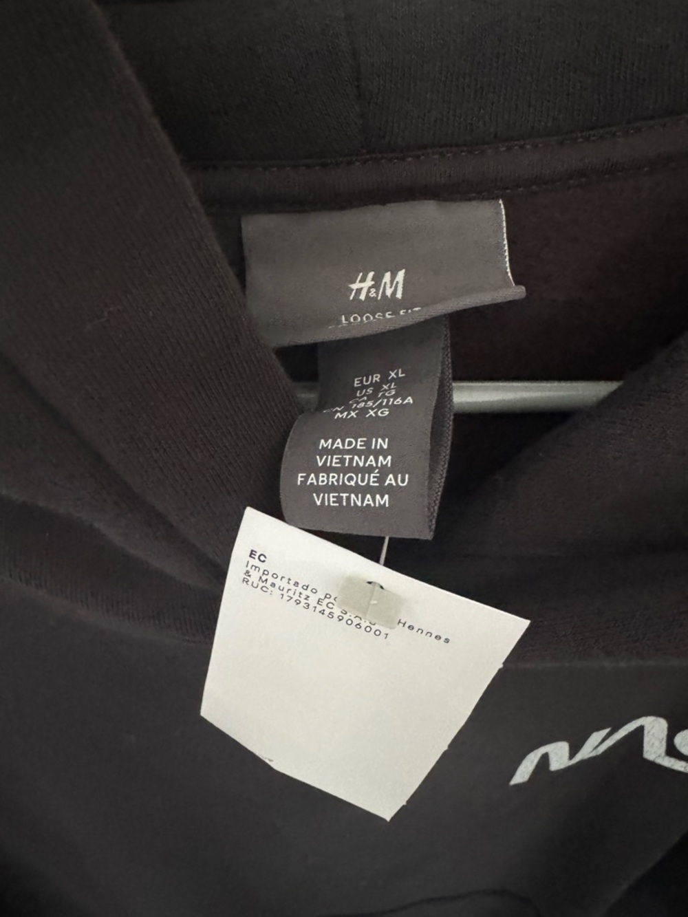 H&M Black Crewneck Hoodie with White NASA Logo - Picture 3 of 3